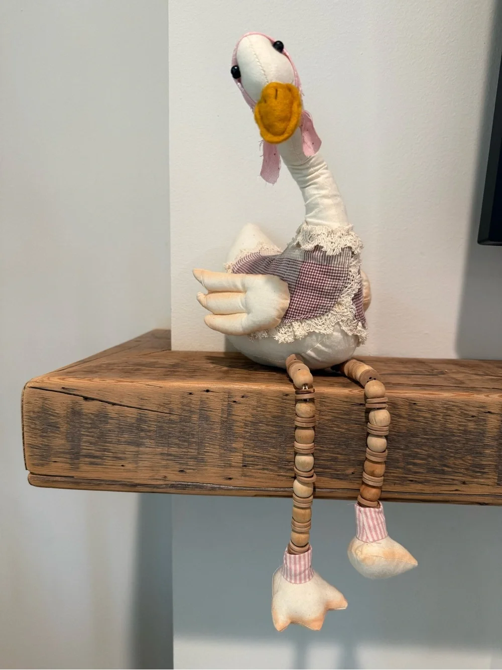 Plush Decorative Goose Toy - White & Pink